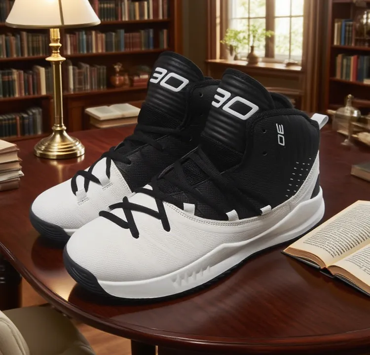 Men's High Top Basketball Sneakers Breathable Knit Upper Shock Absorbing Cushioning Anti Slip Sports Trainers_vogvips.com
