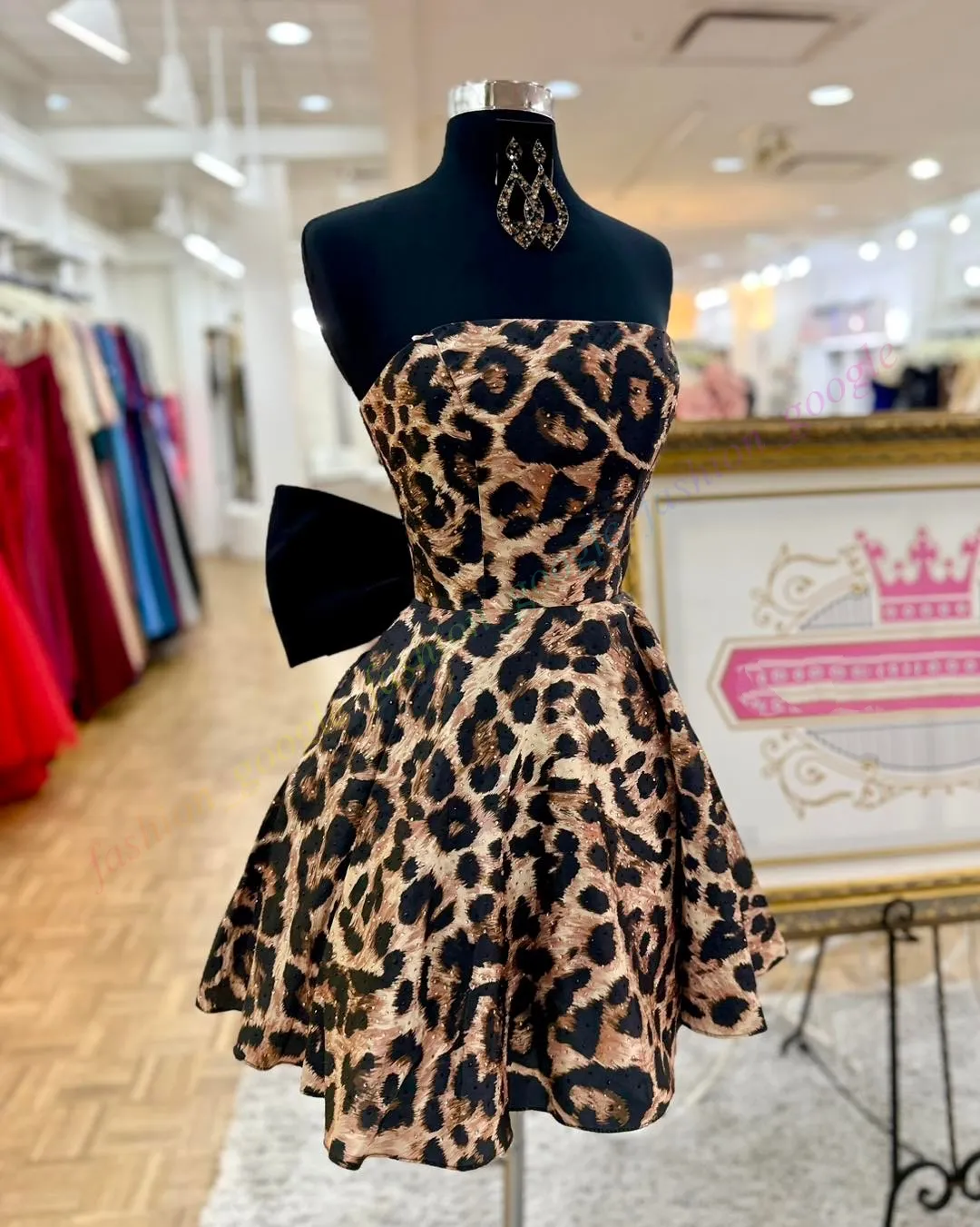 Leopard Cheetah Print Hoco Leopard Dress With Bow... From Fashion_google, Rs.10,944.27