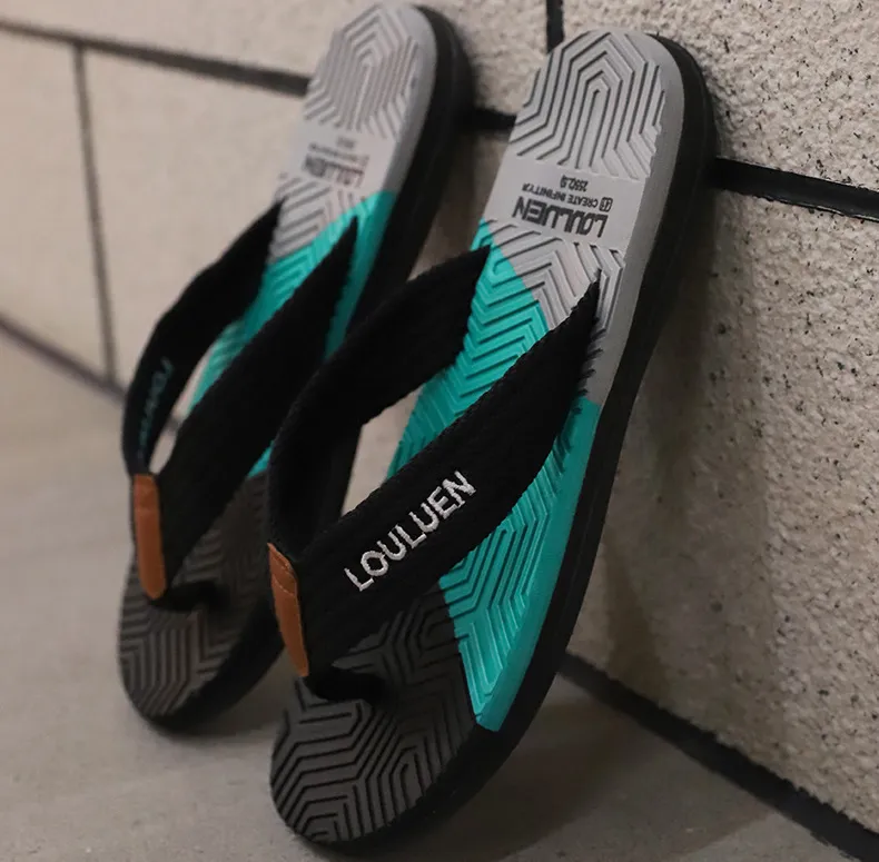 Men's Geometric Print Flip Flops Non-slip Cushioned Beach Sandals_voghion.com