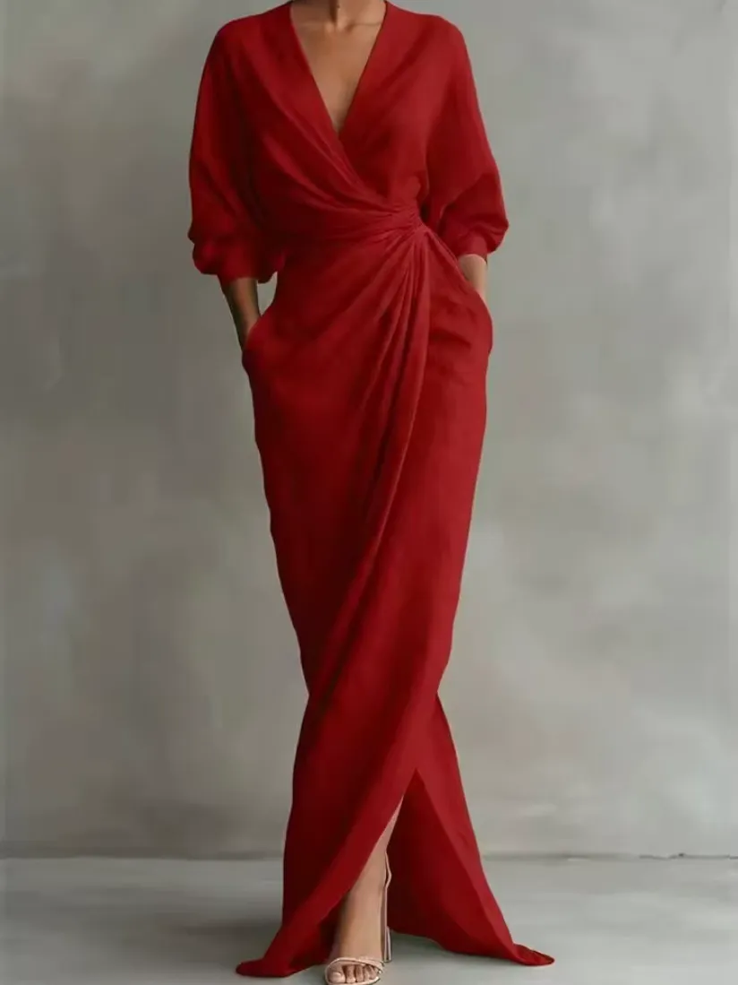 amazon velvet maxi dress Elegant Solid Color Wrap Maxi With V Neck,... From Cloudx22, Rs.2,073.85 In Bulk flutter sleeves Color:Fucsia Emma Mixed Media White Maxi Dress Strapless Bow Detail Sequin