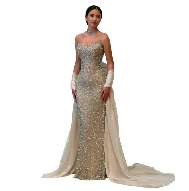 Luxury Diamond Evening Dresses Crystals Pearl... From Kyuremweding, Rs.25,367.79