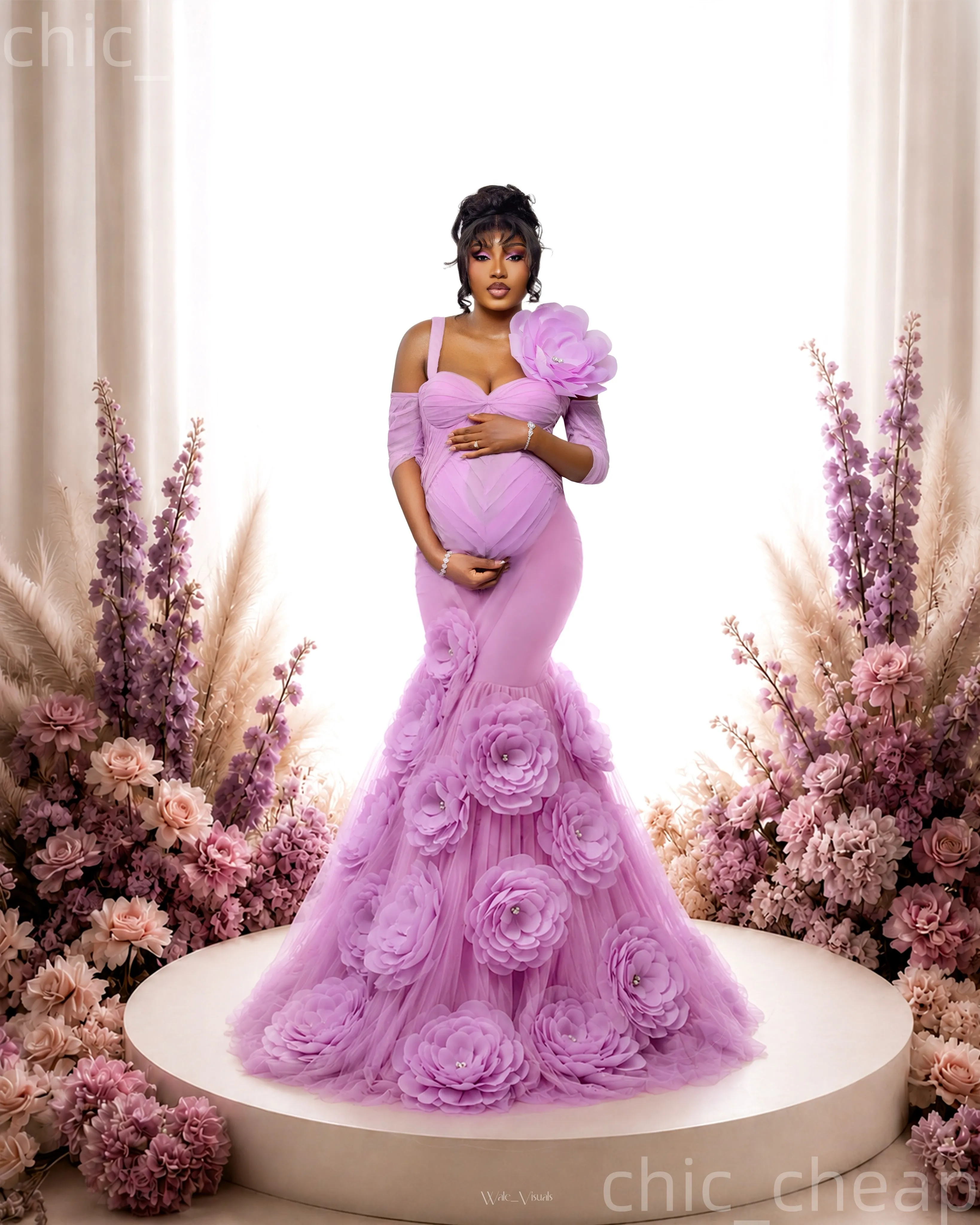 mermaid pregnant prom dresses Lilac Lace Pregnant Woman Prom Dresses with Spaghetti Straps   loveangeldress