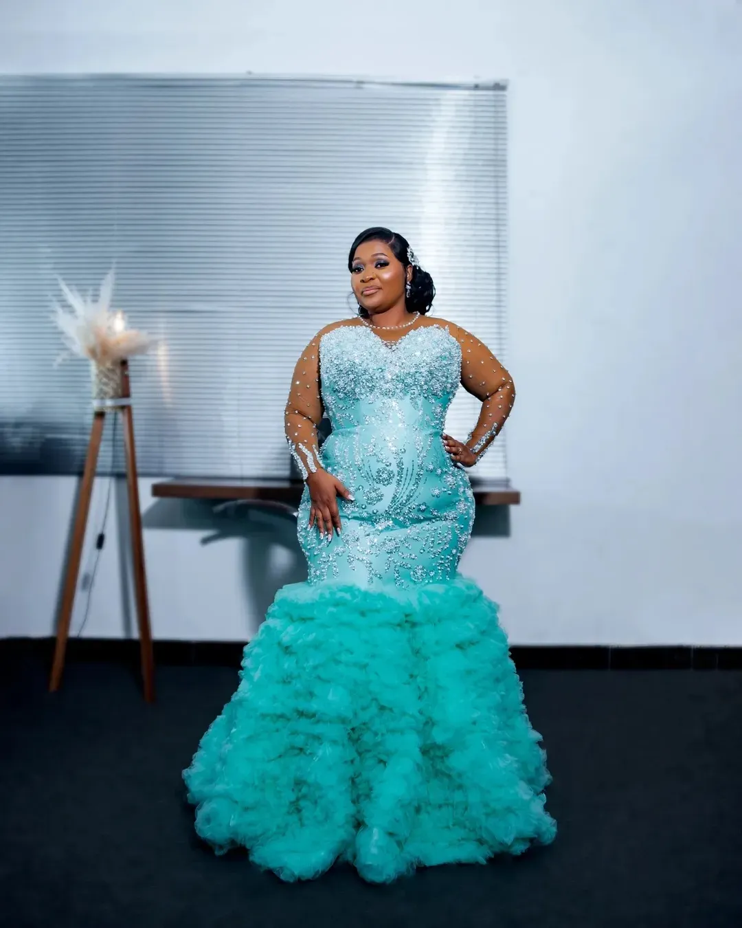 mint green formal dress plus size Mermaid Prom Gowns... From Dreamcode, Rs.29,295.49 size_4