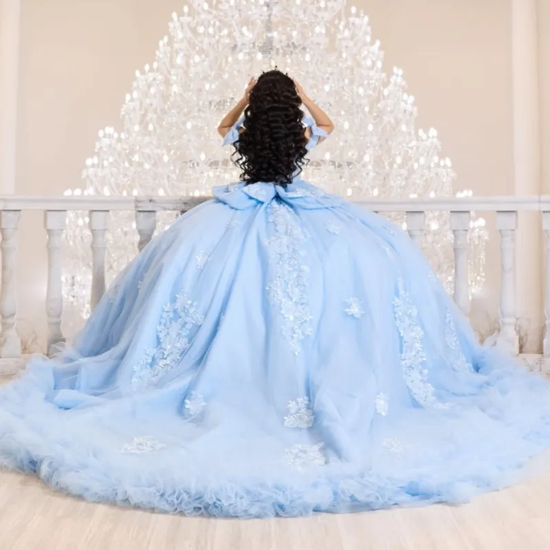 sweet 16 dresses in blue Shiny Ball Gown Quinceanera Applique... From Leiel123, Rs.30,829.66 Tulle 3