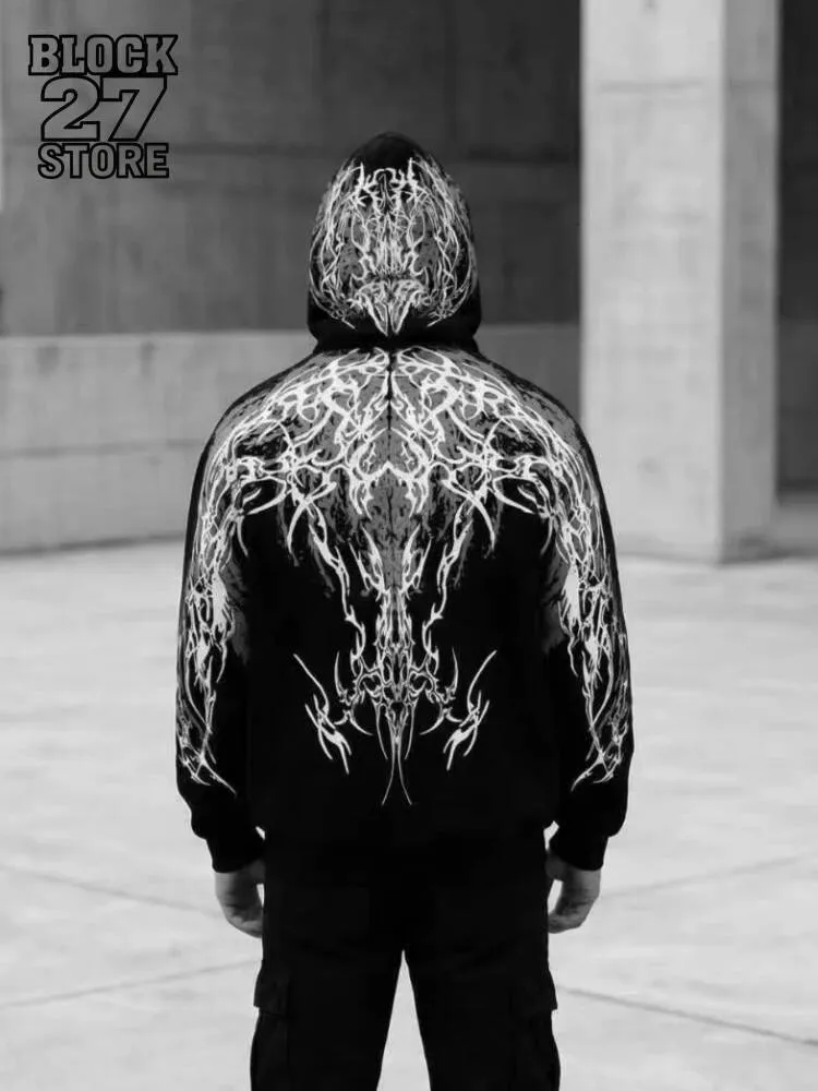Mens Hoodie Harajuku Y2K Streetwear Lightning Graphic From