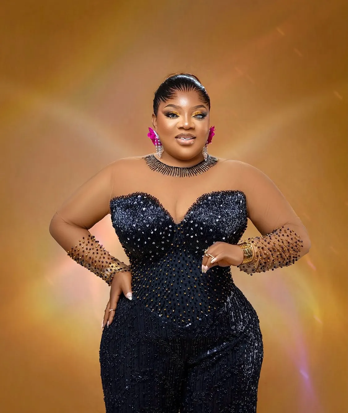 african plus size prom dresses Sier Beaded Prom Dresses 2024 For Black Girls Sparkly Plus Size Crystal Tired Train Formal Evening Ocn Gowns