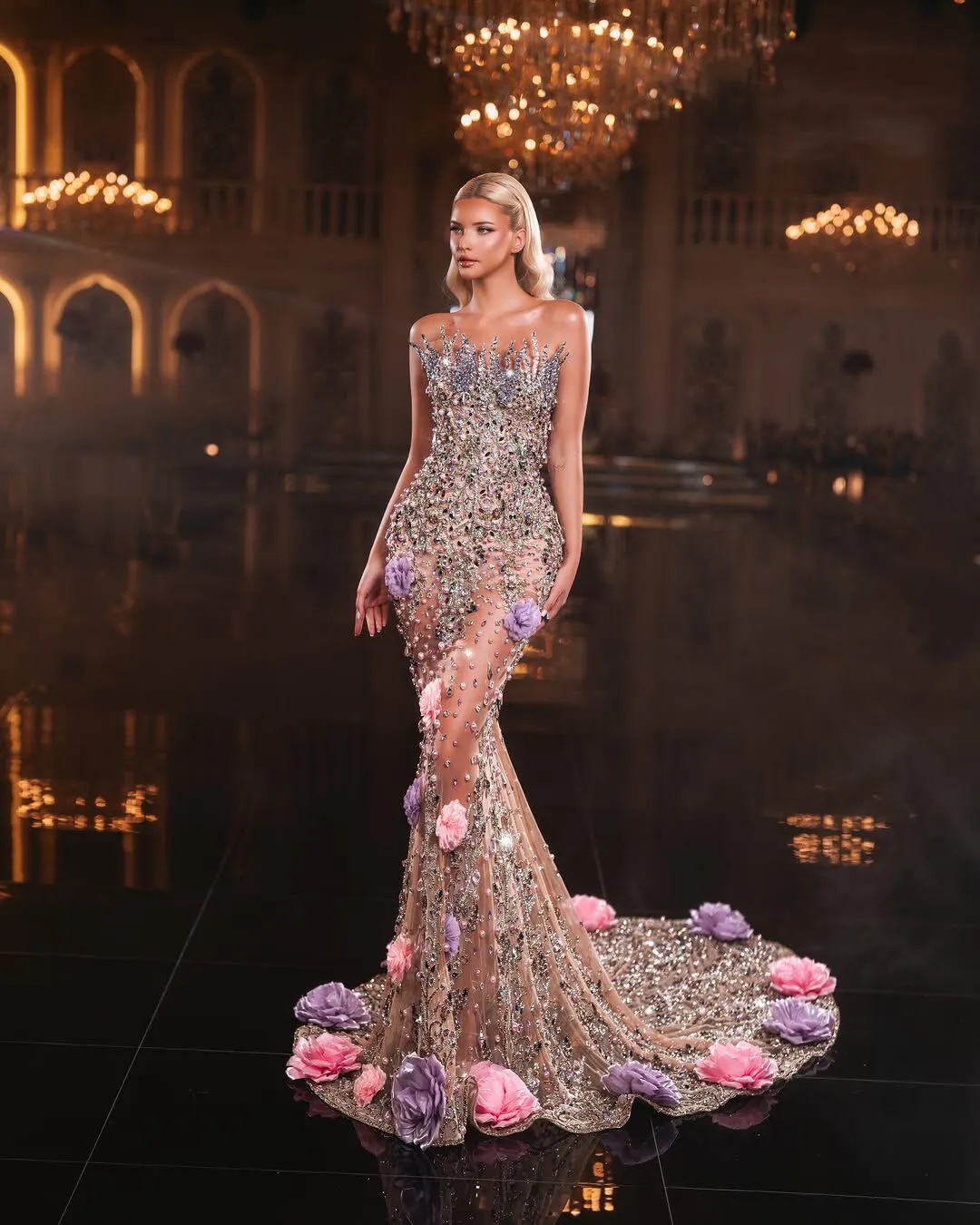 Luxury Evening Dresses Crystal Pearls Mermaid Prom... From Romanticggowns, Rs.42,901.14