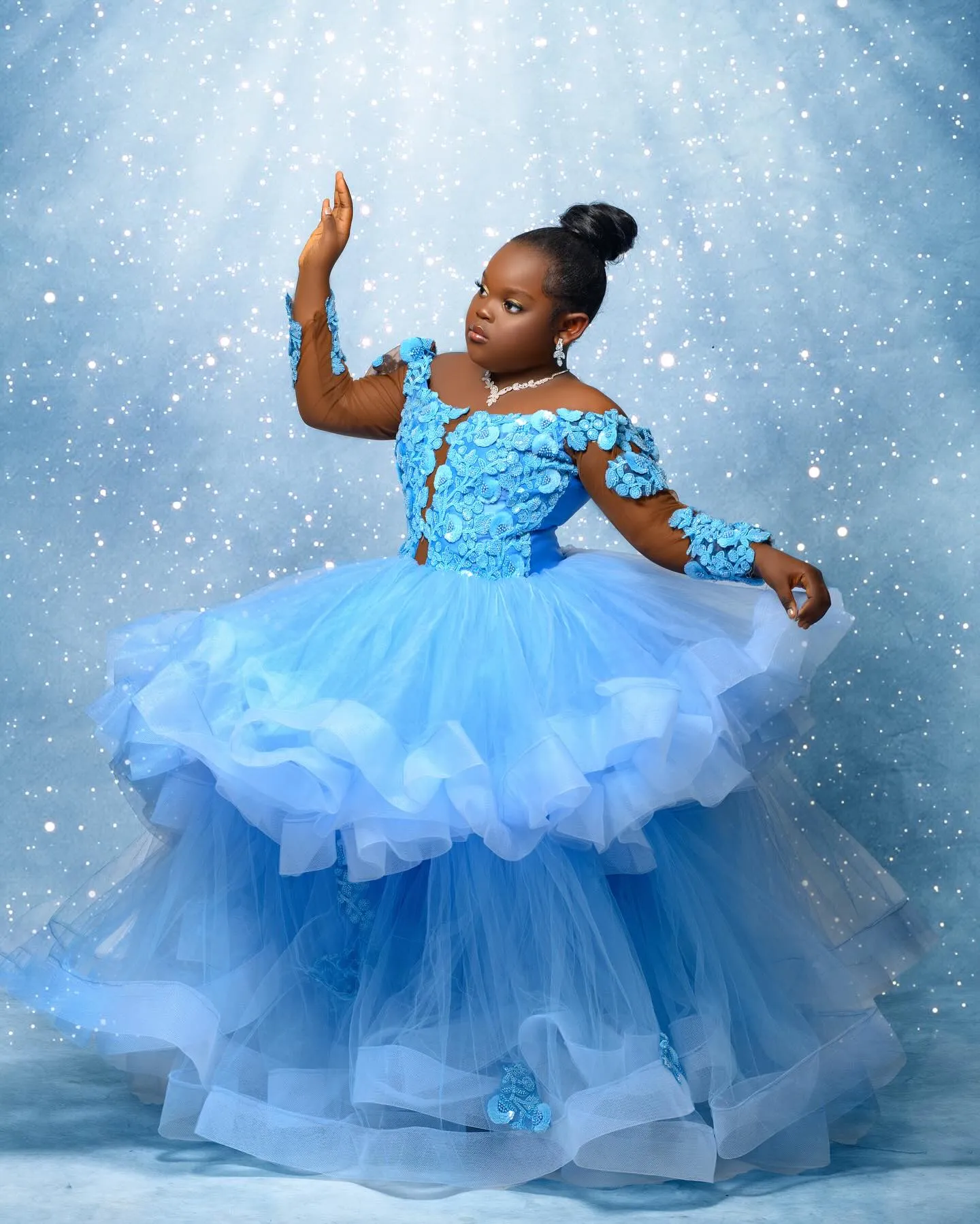 Blue Flower Girl Dresses Off Shoulder Kids Wear... From Dreamcode, Rs.9,906.33