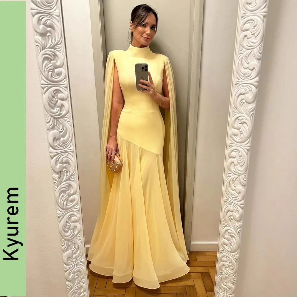 flowing party dresses Verngo Yellow Evening Dress Elegant Off The Shoulder Prom Dress Flowing Hand-pleated Silk Split Prom Party Dress Customized