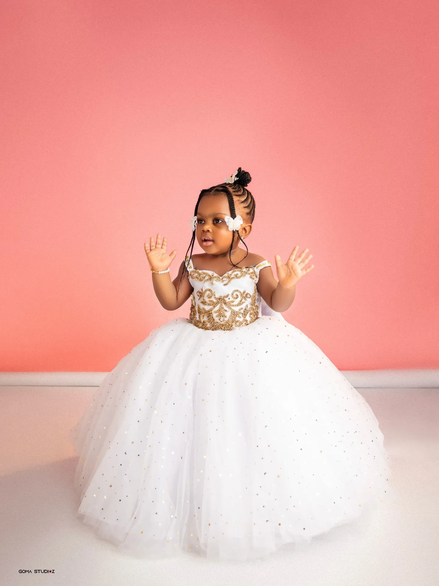 white and gold flower girl dresses 2026 Ball Gowns Spaghetti... From Dreamcode, Rs.7,994 original white and gold dress