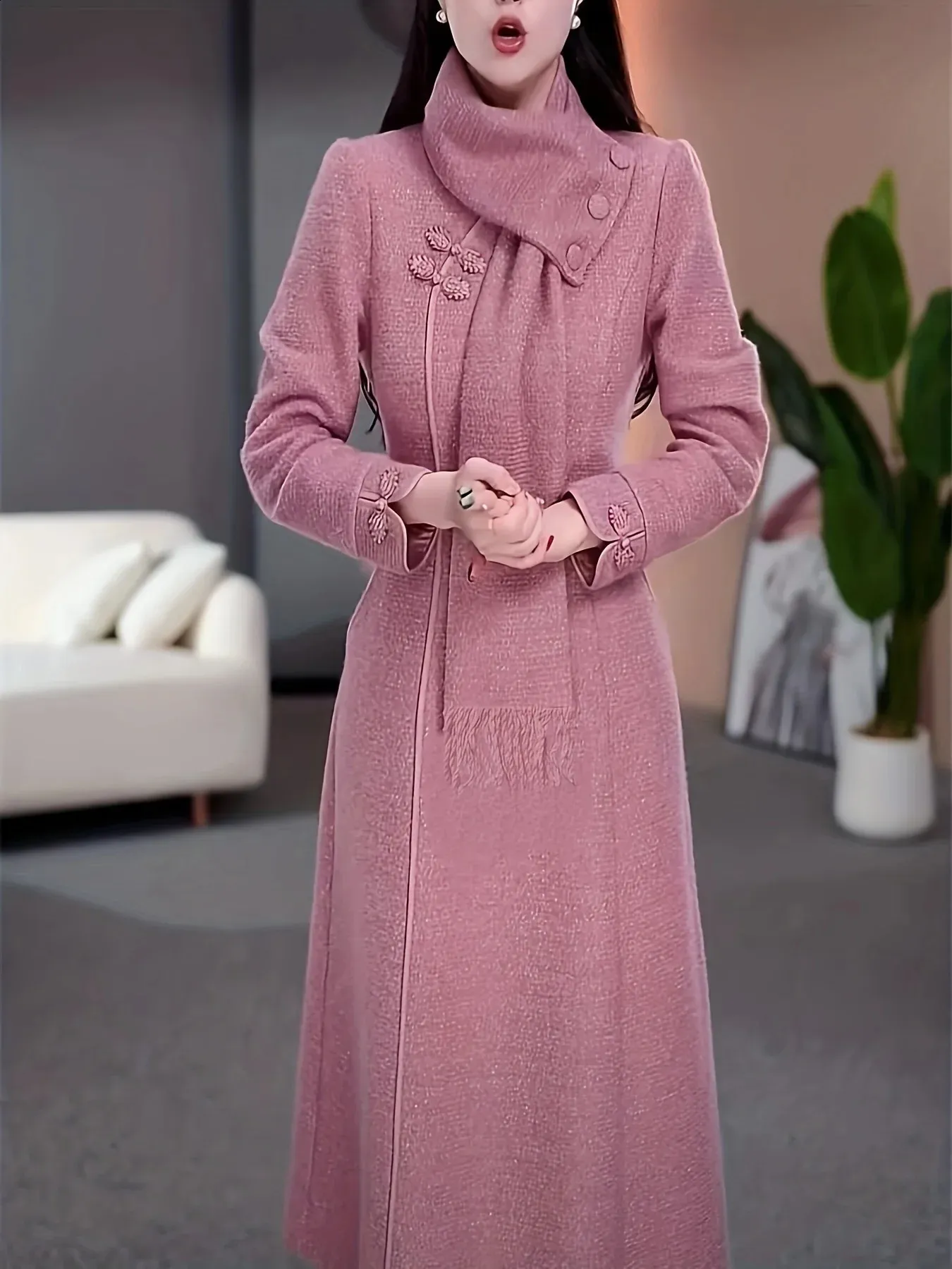 woolen maxi dress for ladies Womens Pink Cheongsam Style Long Sleeve... From You04, Rs.2,848.53 ecom_vernon