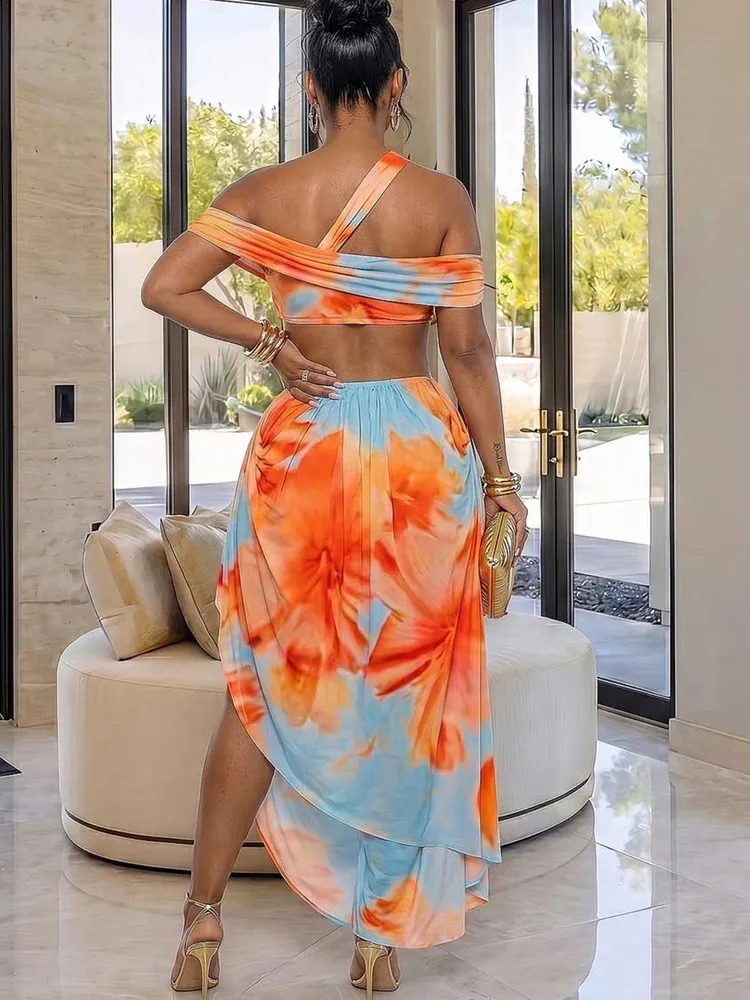Beyprern Tropical Tie Dye Print Cut Out Maxi Dress... From Bigwang01, Rs.3,249.01