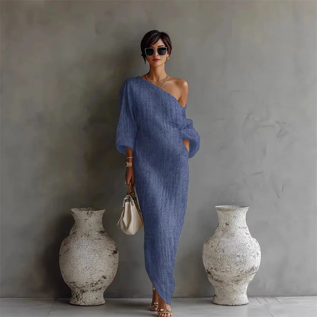 loose one shoulder dress One-Shoulder Long Formal with Cut Out Black / 2 The Manhattan Women Asymmetrical One Shoulder Maxi