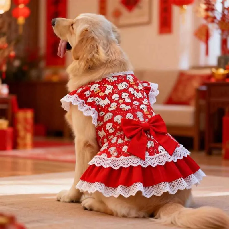 big dog christmas dress New Year Pet Apparel Poodle Schnauzer Border Collie Samoyed Husky Labrador Golden Retriever Clothing Summer Dog C260708 dog elf costume