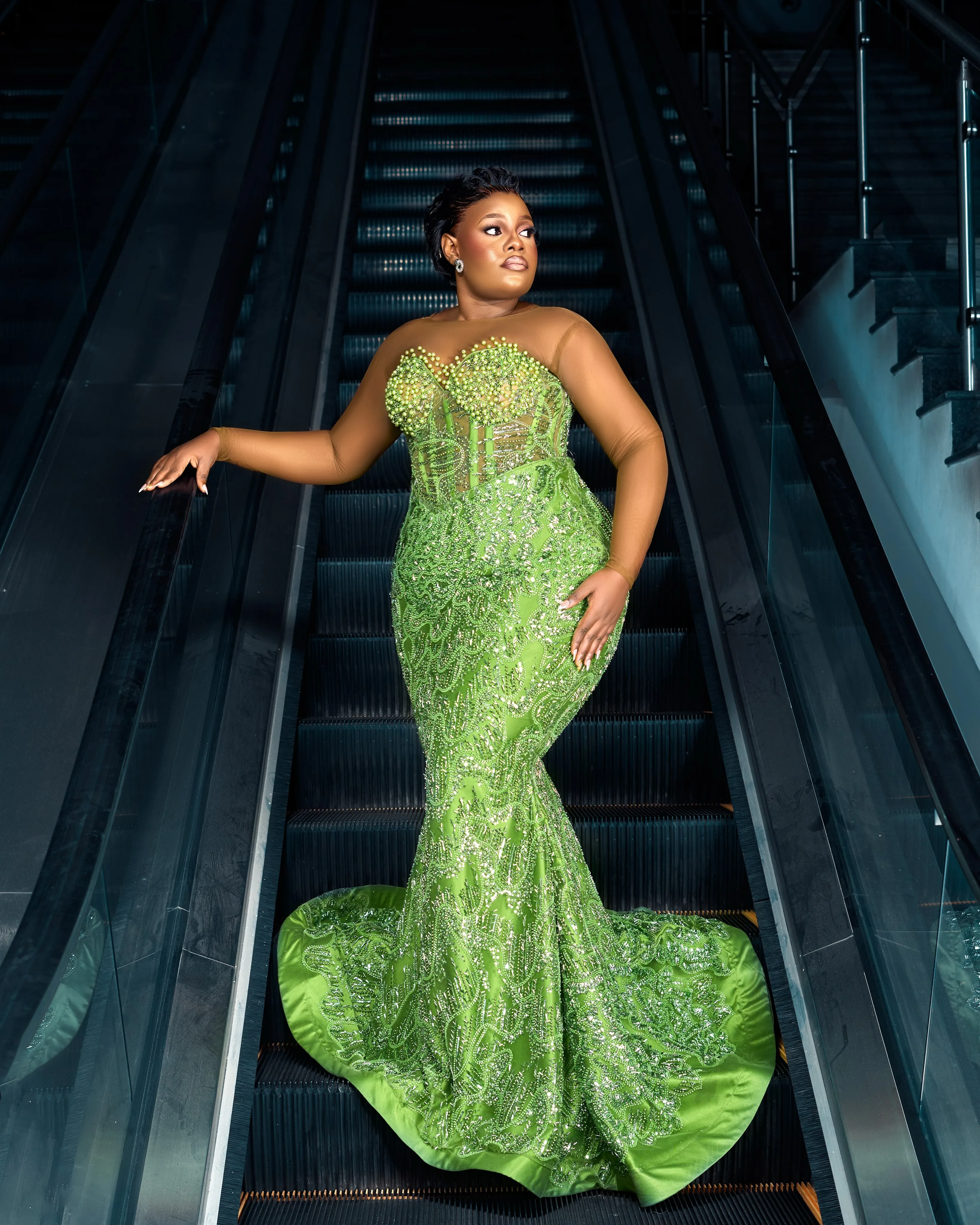 neon green prom dress Ashley Lauren 11520 Size 6 Crystal Ashley Lauren 11236 Long Fitted V Neck Slit Beaded Sequin Prom Dress Pageant Gown This strapless gown is sure to turn heads Neon Green Short Cocktail Prom