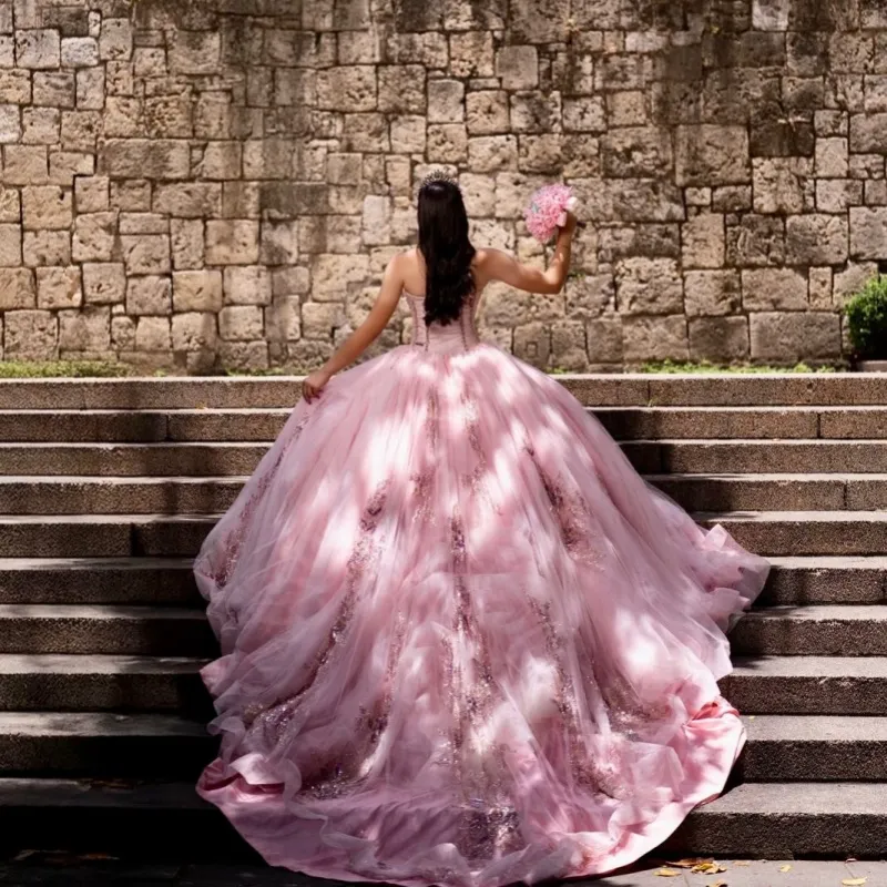 Pink Princess Quinceanera Dresses Ball Gown Sweet 16... From Weiwei12345, Rs.31,759.69