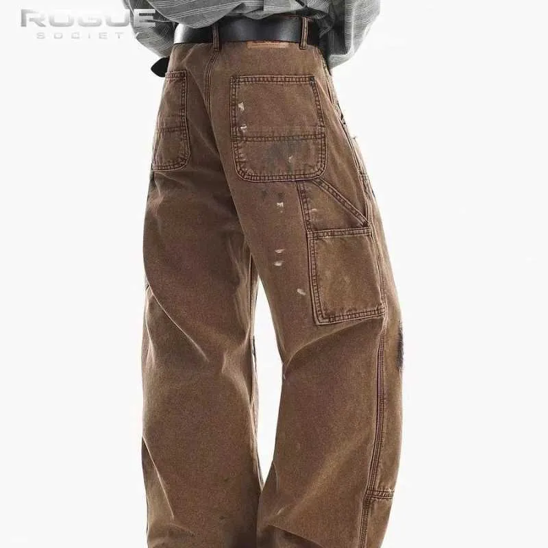 Y2K High Street Paint Splatter Jeans Unisex Washed... From Atticad 