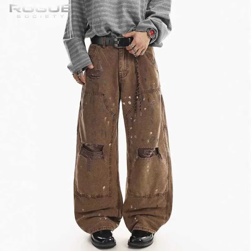 Y2K High Street Paint Splatter Jeans Unisex Washed... From Atticad 