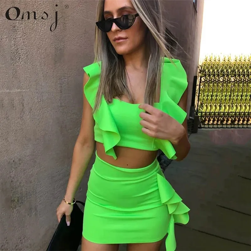 neon green two piece dress Pink Orange Ruffle Set ... From Hui02, Rs.1,798.63 15BYESUMMER2026