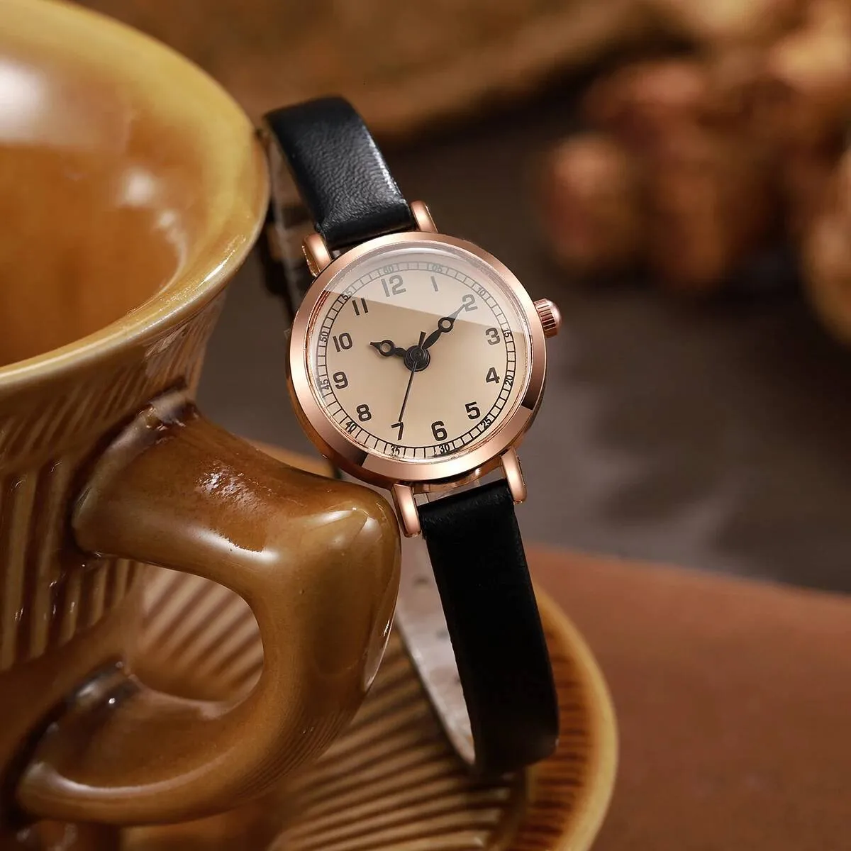 Women\'s Analog Quartz Watch with Leather Strap, Small Thin Wristwatch Fashion Small Arabic Dial Women Quartz Watch Elegant... From  main image 3