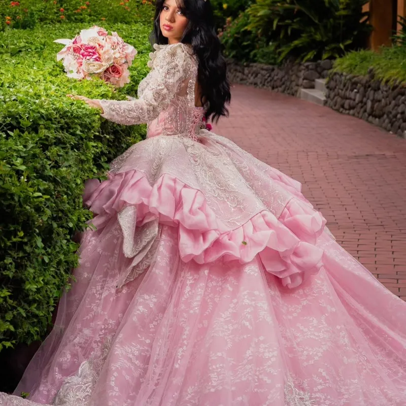 sweet 16 dresses in pink Off Shoulder Princess Quinceanera Corset Birthda Masquerade Ball Evening Dresses Dresses For Sweet