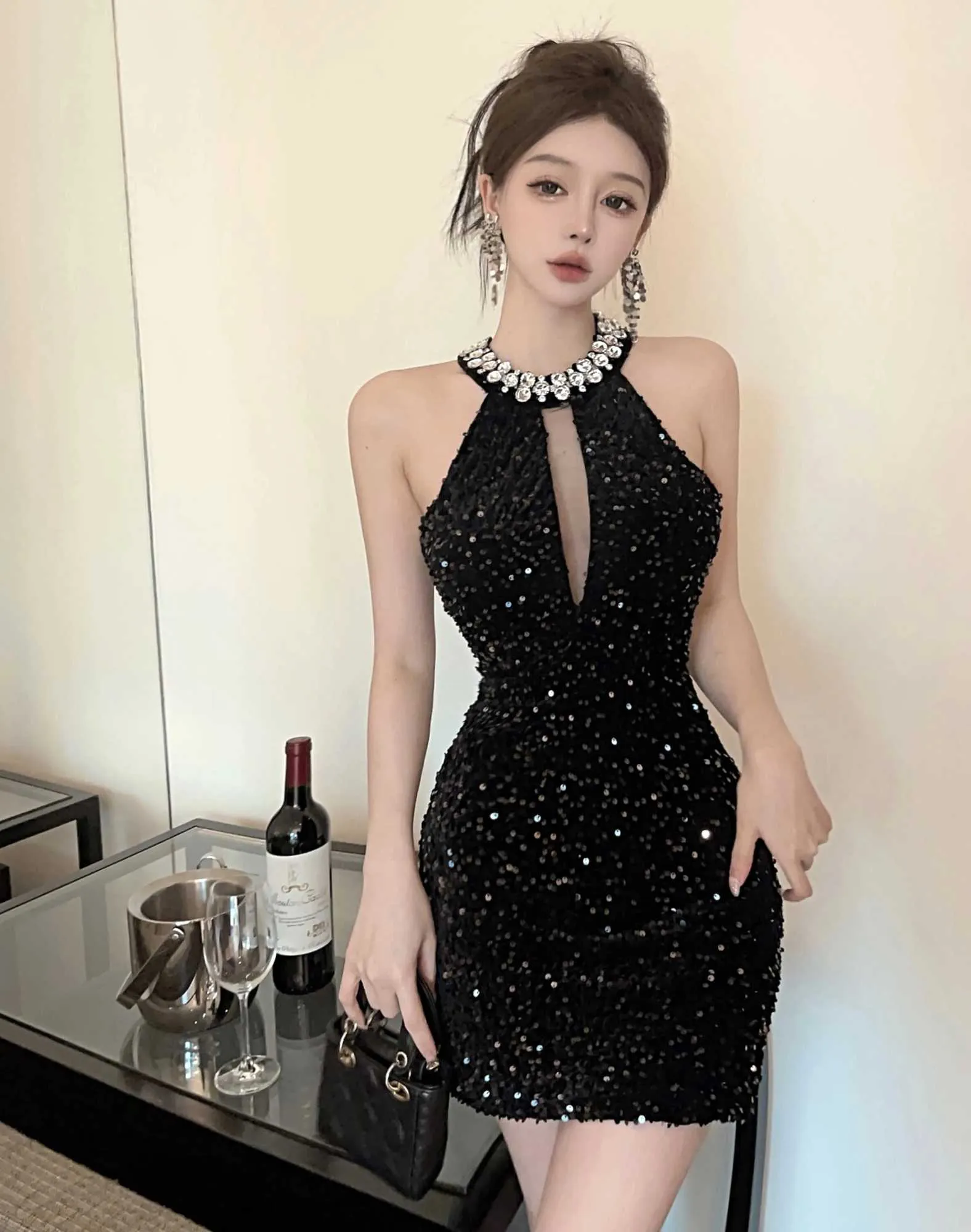 celebrity birthday party dresses Lady Diamonds Beads Halter Black Birthday... From Jantizw, Rs.1,753.99 In Bulk Gala Colour:Smoky Blue VTG 80s 90s American Club outfits