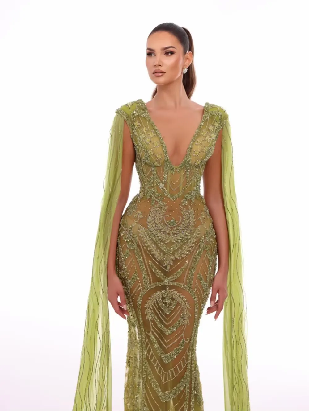 green and brown prom dress Olive Illusion Beaded Evening Dress... From Huifangzou, Rs.30,786.59 AVAILABLE DATE: 2026-06 Ankle-Length Wedding Guest Dresses Size:XXL - 18 The returned item must