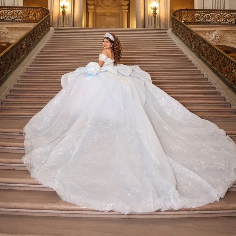 glitter sweet 16 dresses Light Blue Ball Gown Quinceanera Dresses... From Zaomeng321, Rs.32,725.33 Pendant