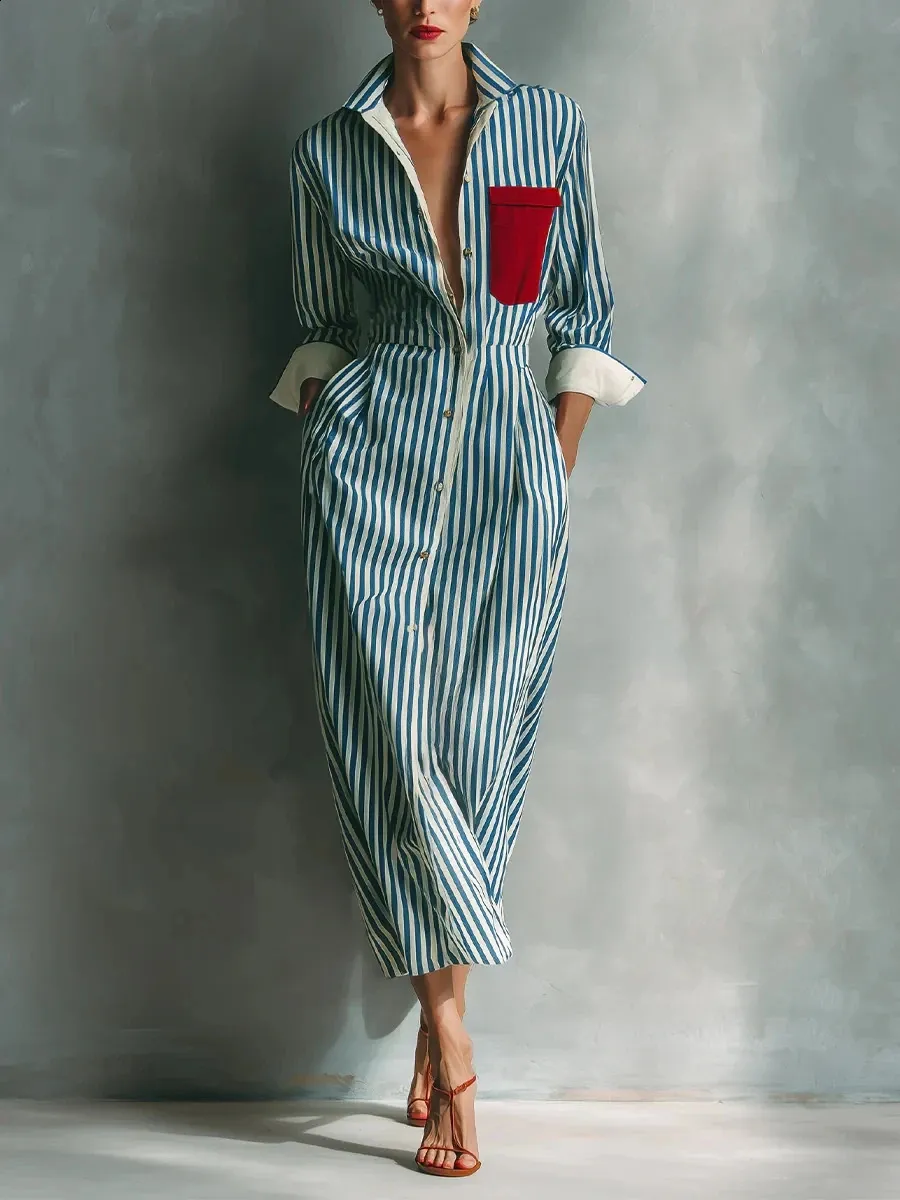 elegant shirt dresses Grey Gloria Dress XS Wear it alone with ankle boots for a casual brunch Elegant Striped Print Shirt Dress