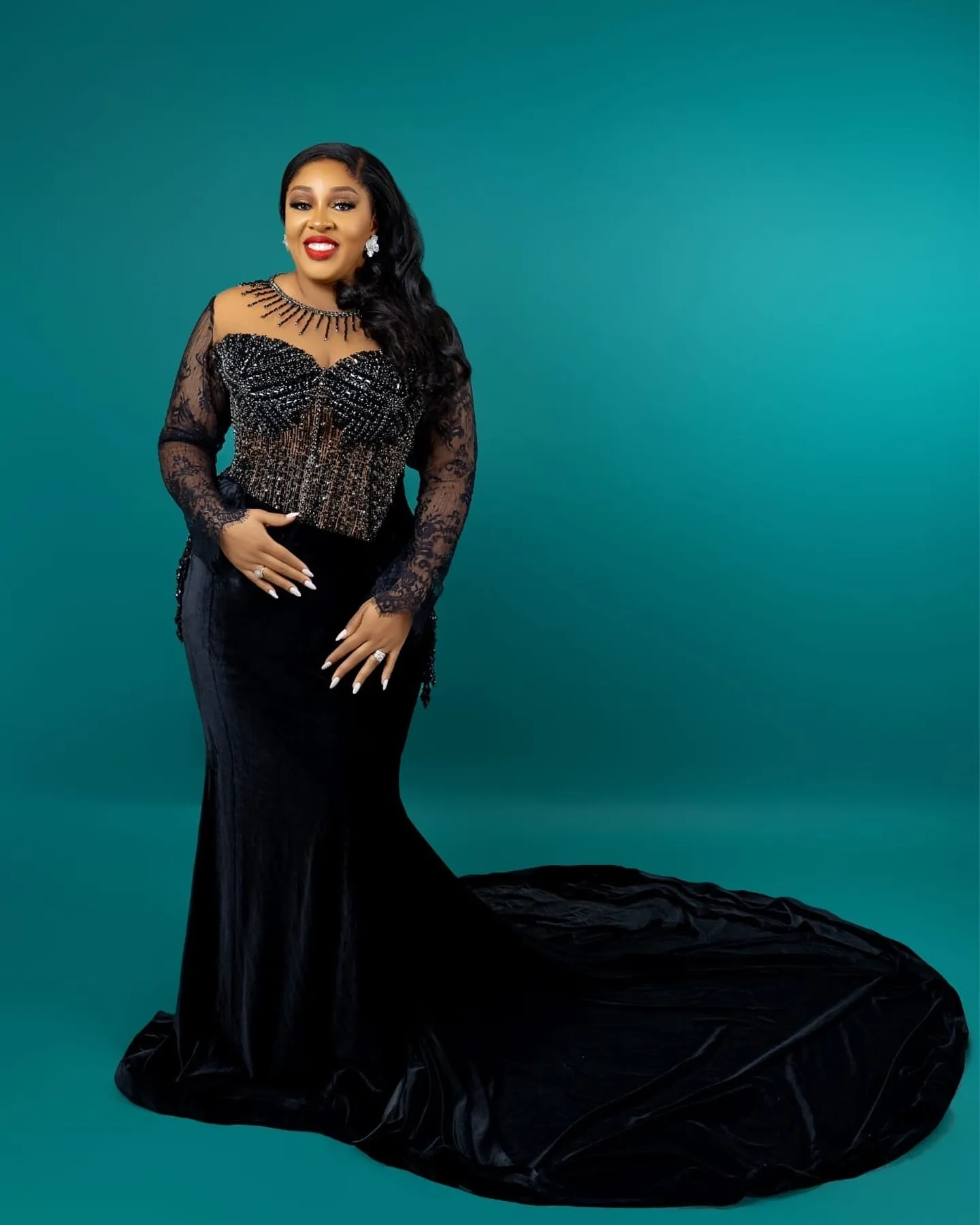 sheer polka dot black dress Midsummer Flutter Fit & Flare in Midnight on the Dot, Size S Maxi length Sizing Black Long Sleeve Dresses brown maxi dress Size:3X/24W-26W