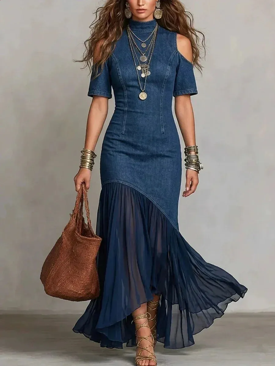 denim dress with fringe Western Style Women's Button Up Mini Tan / S 30% Polyester Bare Square-Neck Drop-Waist Denim Print:Rachel dark brown sequin
