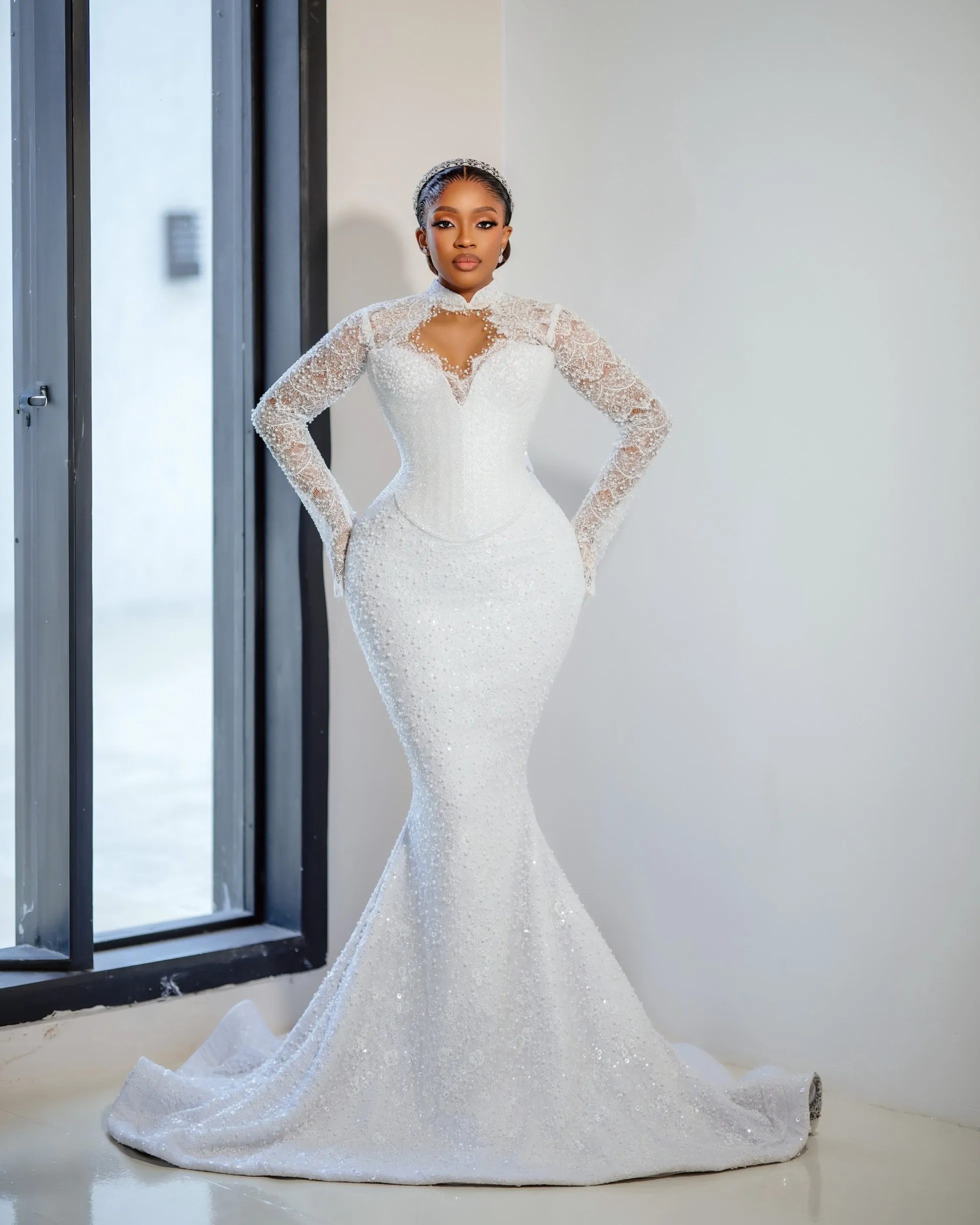 plus size ivory evening dresses Bridal Dress, Illusion High Neck... From Dreamcode, Rs.25,338.36 red-carpet