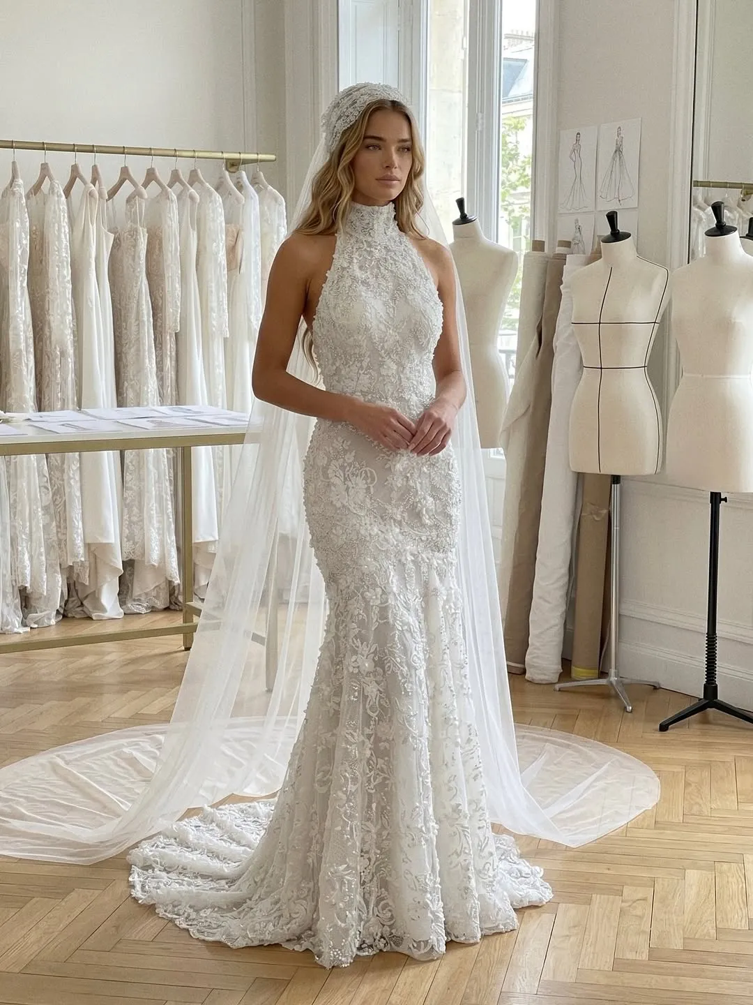 white halter mermaid dress Graceful Wedding Dress, Sleeveless... From Romanticggowns, Rs.25,984.52 category: Matching Couples