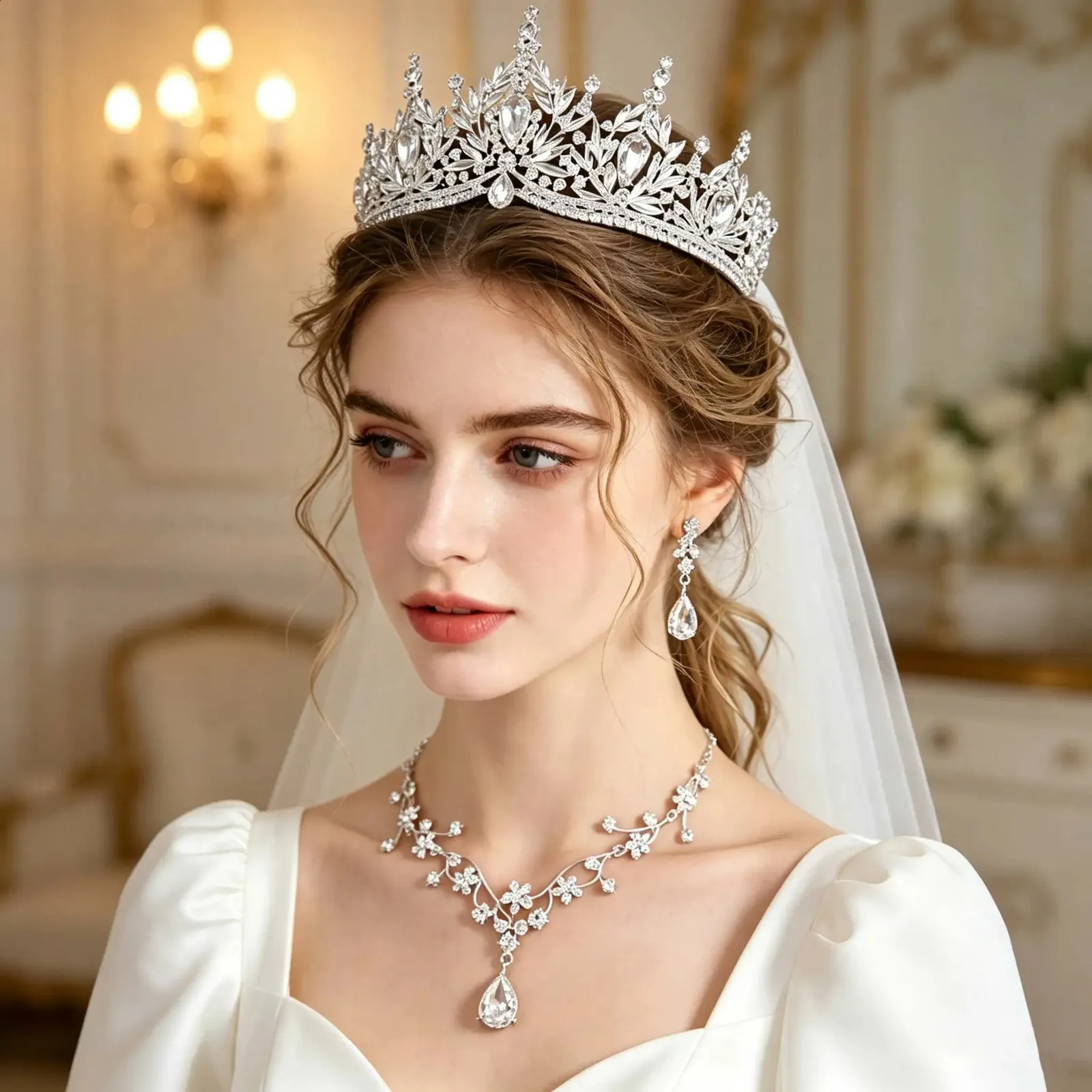 Rhinestone Pearl Crystal Tiara Headband Wedding Hair Accessory Silver Rhinestone Wedding Headband Tiara Crystal Headpiece  main image 2
