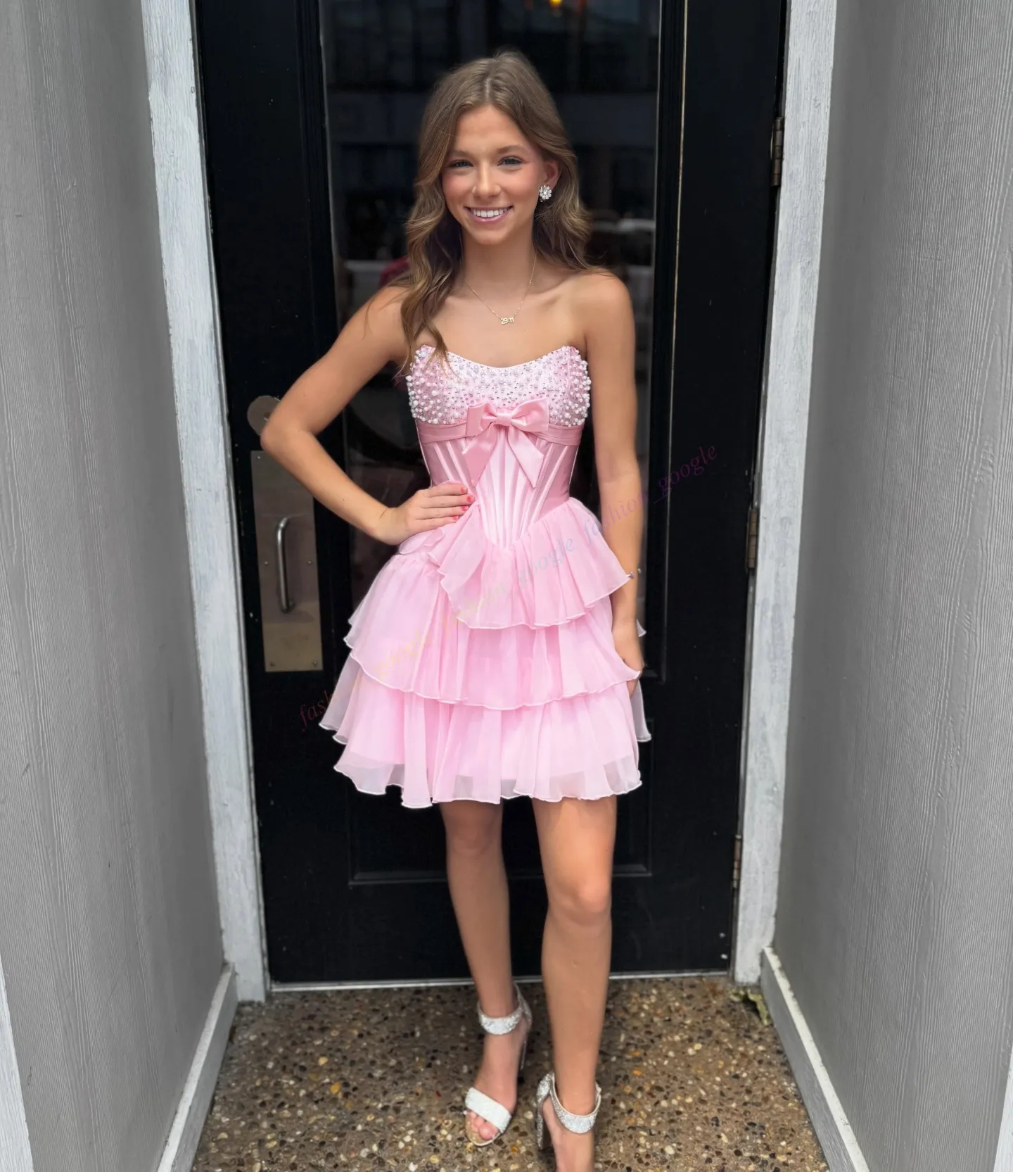 mini junior homecoming dresses Beaded Ruffle Pink Lace Up Dress For Teen... From Fashion_google, Rs.9,499.47 Tulle