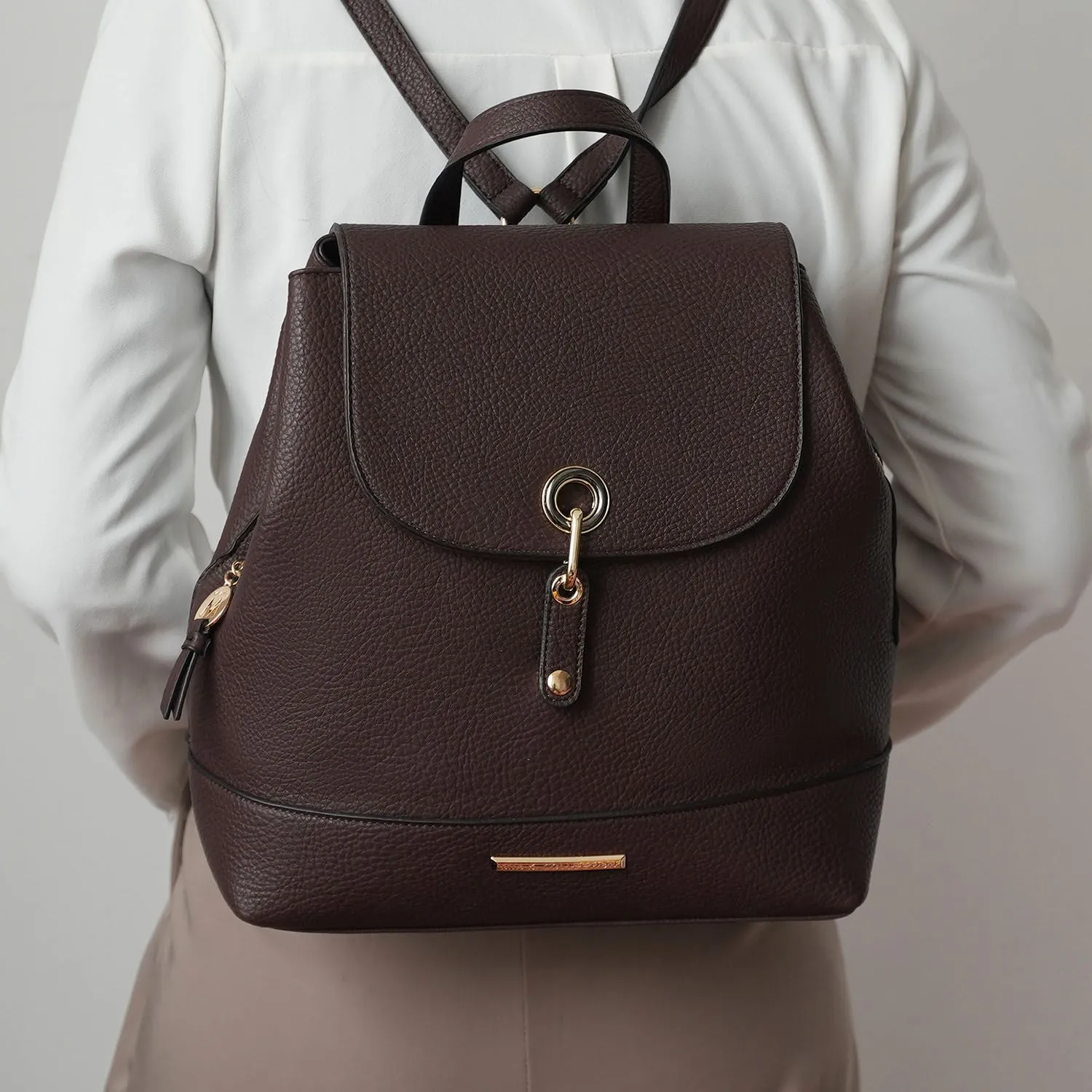 designer faux leather backpack Bowery Laptop Backpack, Grizzly Leather by WaterField Designs, Men's Leather Backpack, Men's Backpacks, Made in USA access front zip pocket MMS Design Studio Loretta Messenger