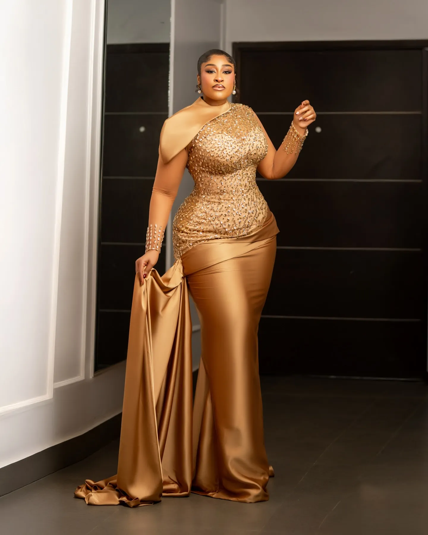 plus size champagne formal dress Mermaid Prom 2026, Sequined... From Dreamcode, Rs.16,980.02 formal champagne color dress