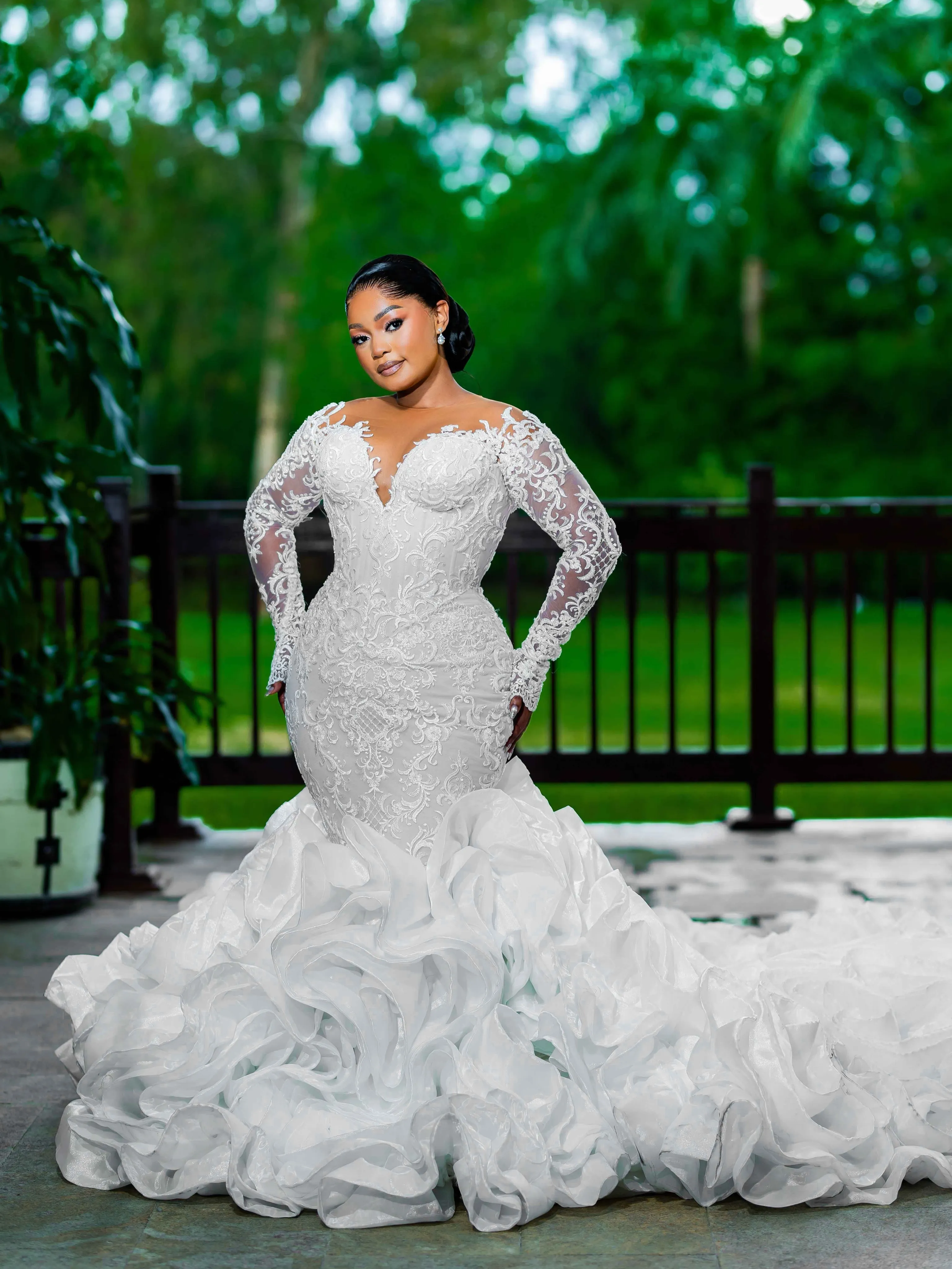 white beaded dress plus size Off-White Bridal Wedding Dress, Ruffle Mermaid Silhouette, Sheer Neck, Detachable Train, Pearls, Lace, Rhinestone Embellishments polluting earth cosplay store Women's Petite Blue Denim Waist Size:65- 77 cm