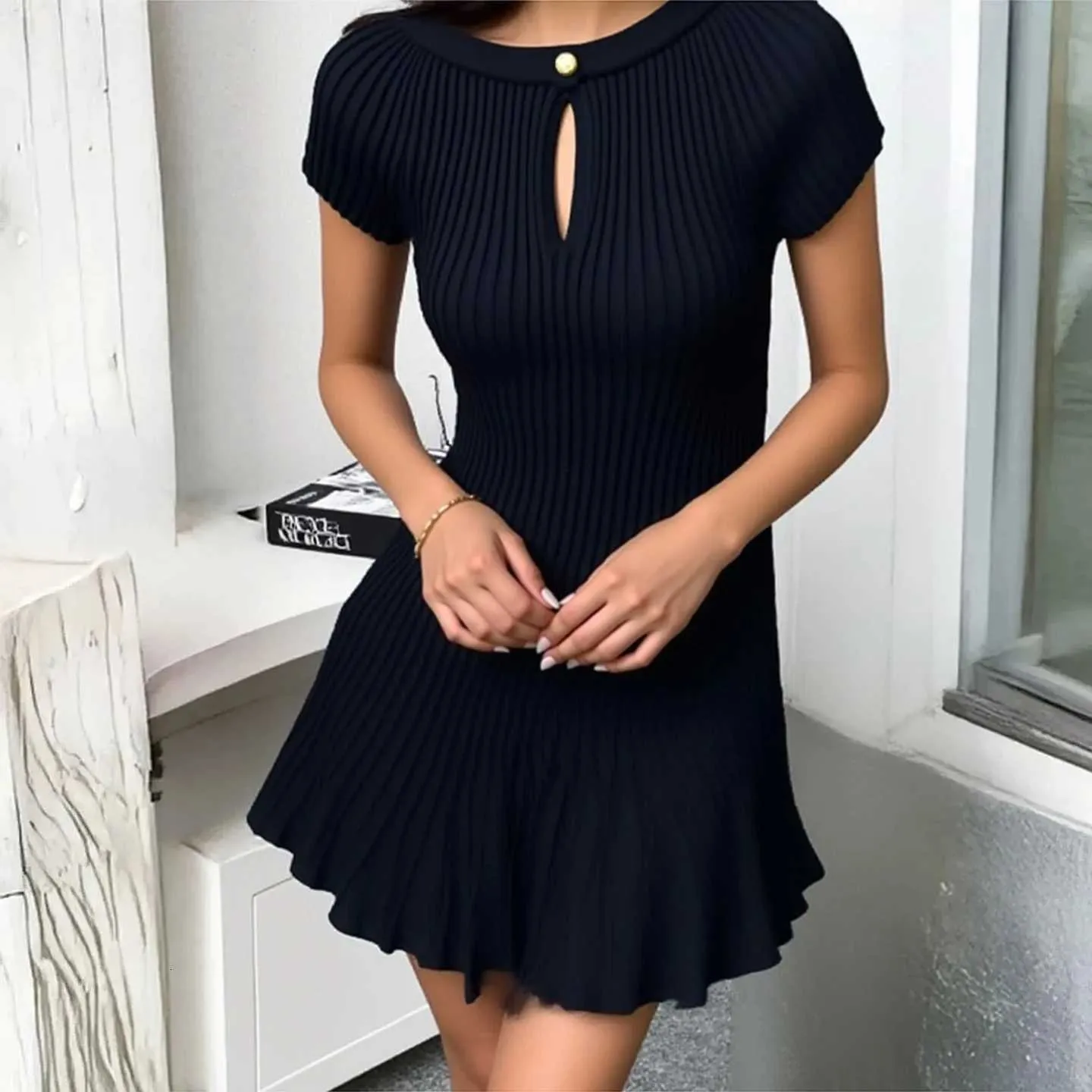 Korean Fashion A Line Knitted Short Dress, Red And... From Katcho1, Rs.1,044.76