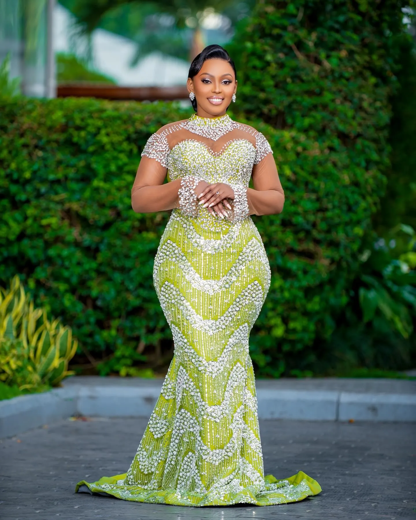 green birthday dress plus size Lemon Mermaid Prom 1920s evening