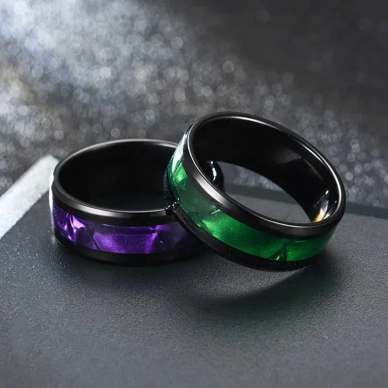Elegant Purple Shell Stainless Steel Designer Ring For Unisex_voghion.com