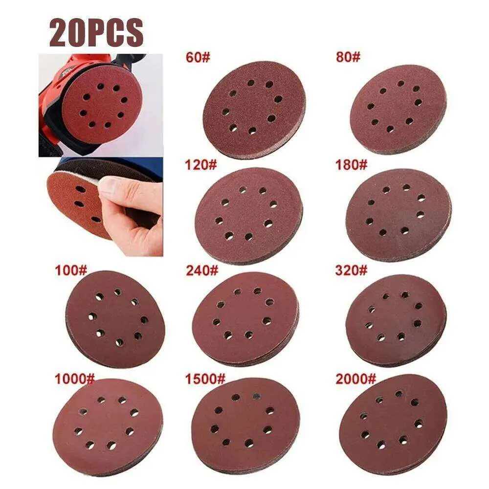 100-Pack 5-Inch 8-Hole Sanding Discs – 60 To 2000 Grit Assortment, Aluminum Oxide Hook & Loop For Orbital Sanders, 10 Each Grit