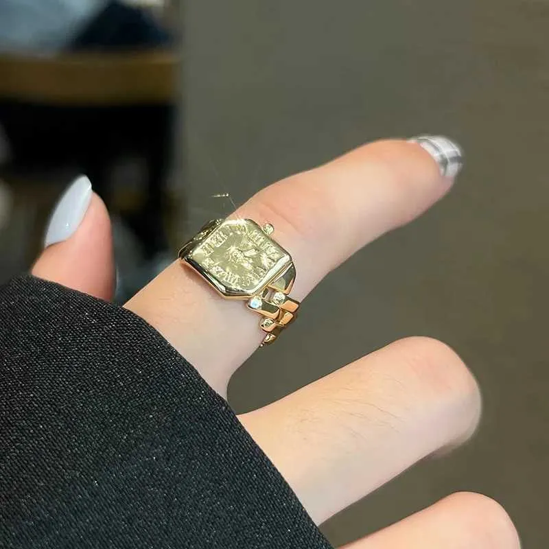 Vintage ring med romerska siffror klockdesign för damer silver_voghion.com