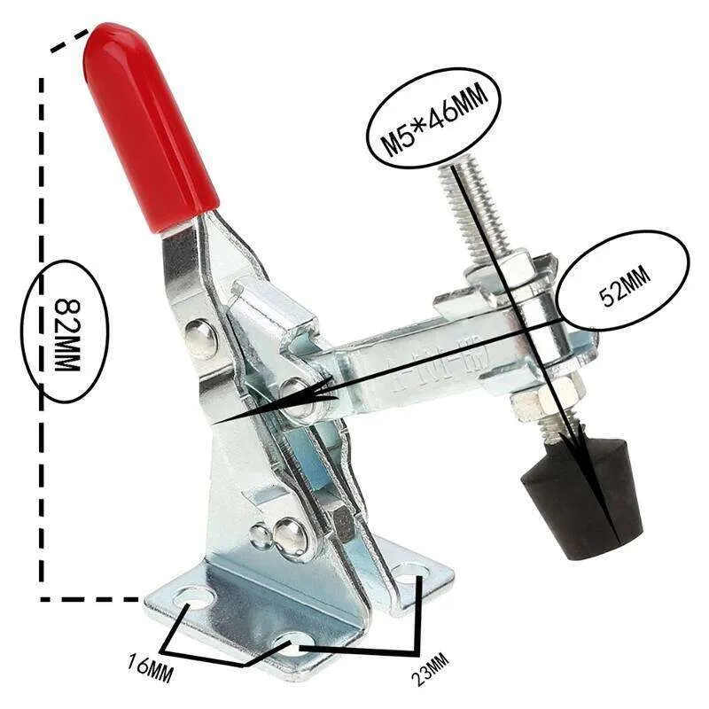 4Pcs Vertical Toggle Clamp – GH-101A Quick Release, 110 LBS Holding Capacity, Zinc-Plated Steel, Adjustable Rubber Tip
