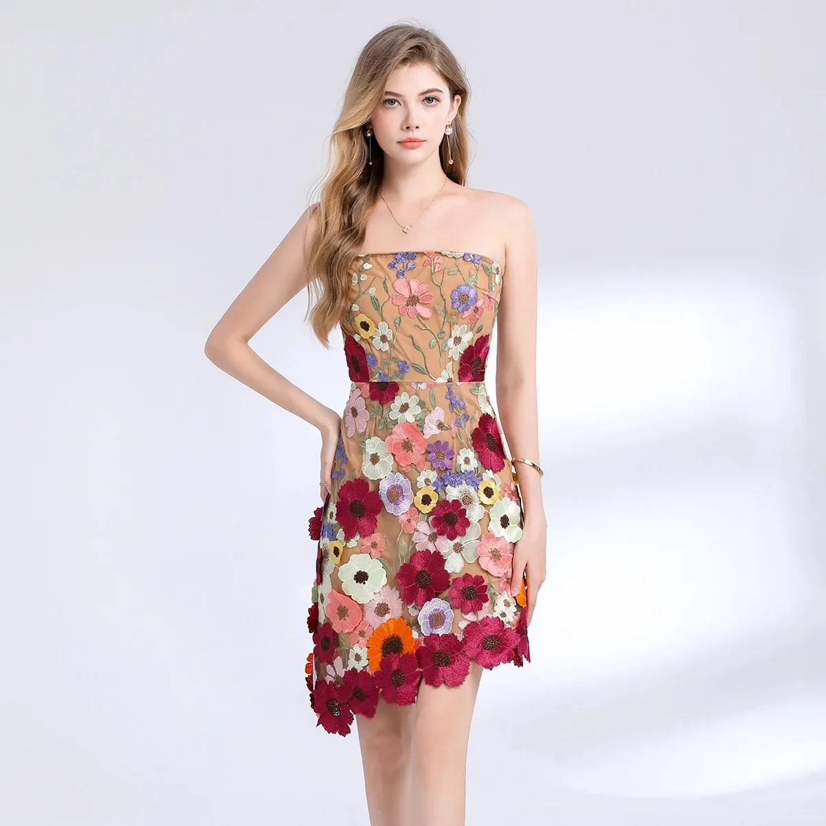 white christmas dresses Backless Short Beaded Low V-Neck Party Dress -PromGirl Platinum / 8