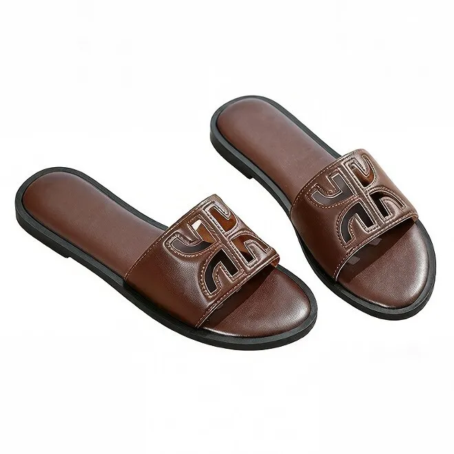 Summer New Style Women's One Strap Fashion Large Size European And American Flat Slippers For Women_vogvips.com
