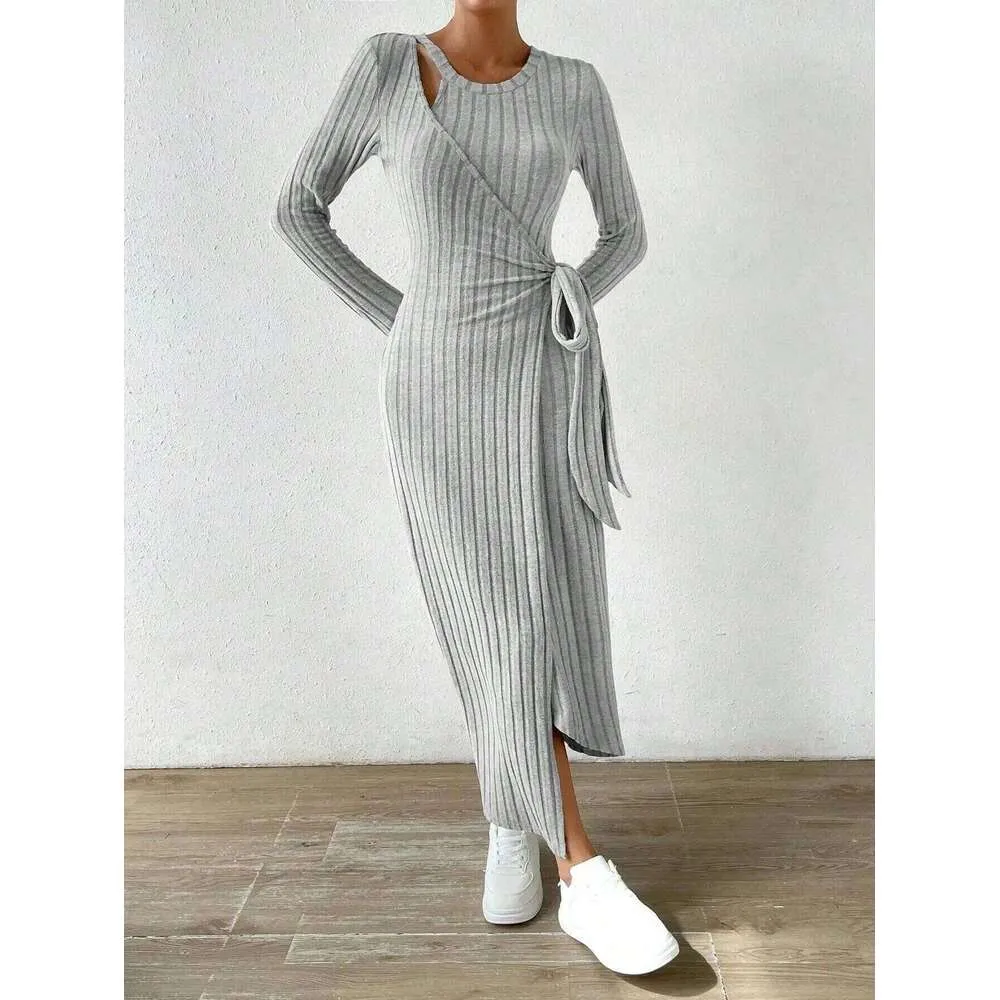 casual gray maxi dress Sleeveless grey dress with pockets| Nuichan plus size dresses