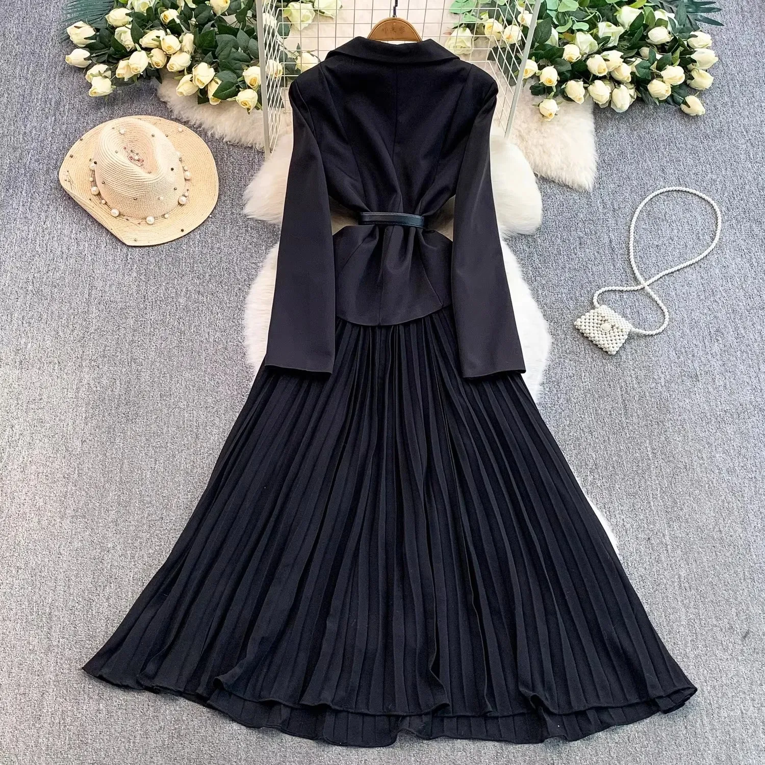 knee length dresses for ladies Fashion Church Dresses Women Elegant Casual Office Dress Printed Puff  Sleeve Ladies Knee Length Formal Dress with Bow Tie