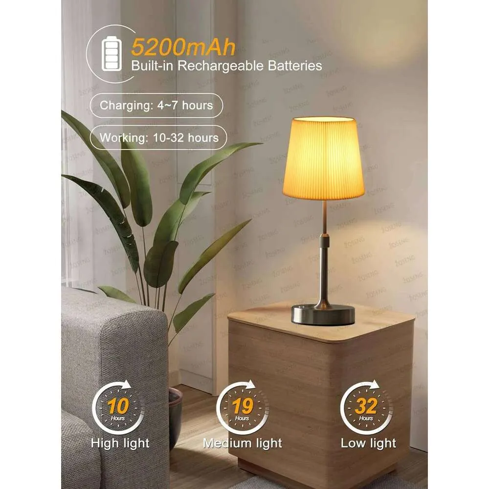 Cordless LED Table Lamp With 6000mAh Battery – Portable Touch Dimming Desk Light For Bedroom, Camping, Bar & Balcony