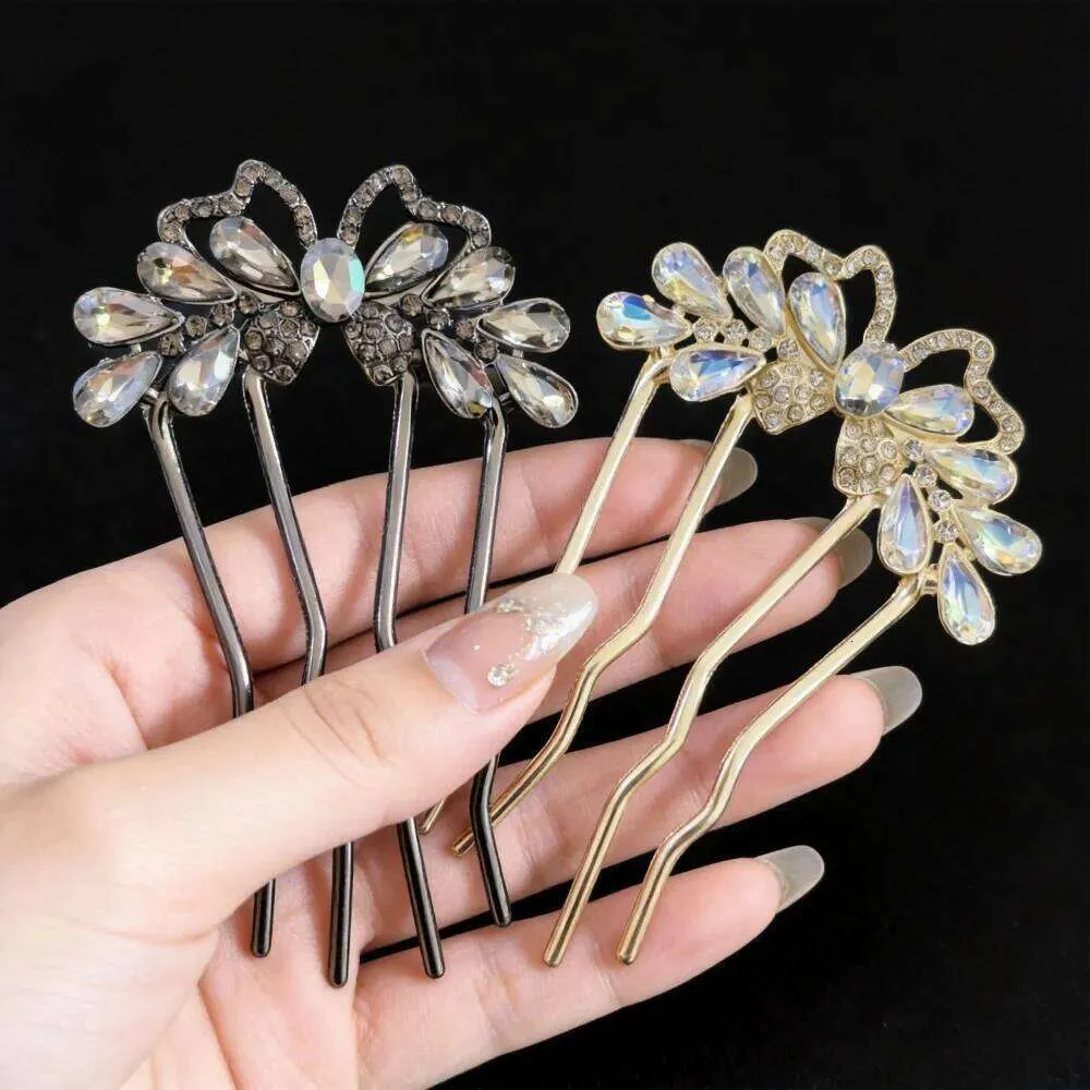 Luxury Crystal Flower Comb Pin For Women Metal Fork... From  display picture 3